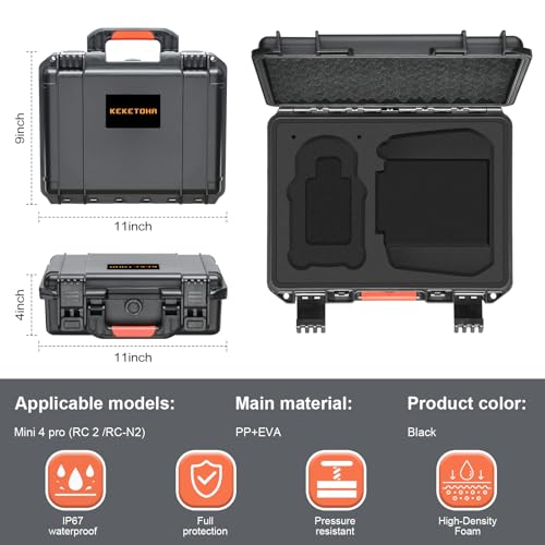 Hard Case for DJI Mini 3 Pro: with Custom Foam for DJI Mini 3/4 Pro Drone - color: Black for RC 2