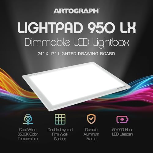 Artograph LightPad 950 LX Thin Dimmable 24x17 Inch Artist Light Box with UV Free LED Light for Tracing, Drawing, and Patterns, Silver - size: 24" x 17"