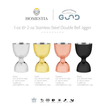 Homestia Bell Jigger for Bartending, 2 oz 1oz Double Cocktail Jigger, Black - color: Bell Jigger - Black