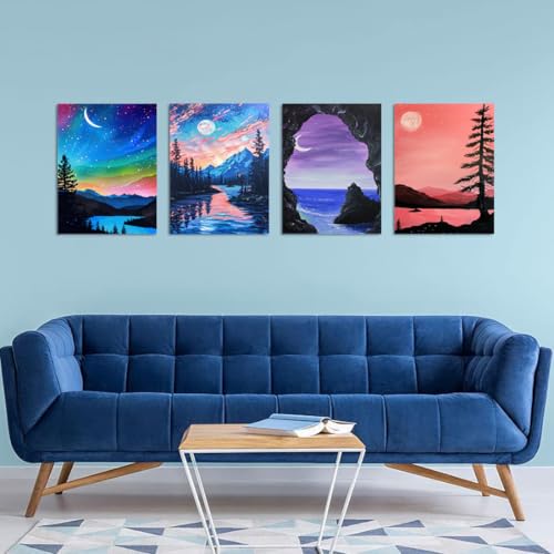 DOTSOPS 4 Pack Landscape Diamond Painting Kits Art Adults Painting Kit - color: Landscape A