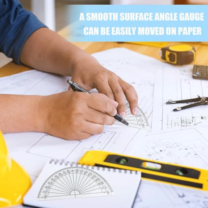 Clear Plastic Protractor Set, 180 Degrees Semicircular Math Rulers, 10 Pack, 3.9 x 2.6 Inch, Transparent Durable Design for Geometry and Technical Drawing