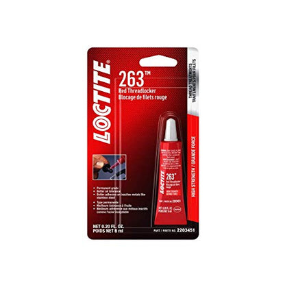 LOCTITE 263 Automotive Threadlocker Red – High Strength Thread Lock, General Purpose Applications, Oil Tolerant, Fluorescent - 6 ml, 1 Pack - size: 6 ml, 1 Pack, style: 6-ml