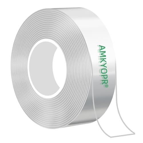 Double Sided Acrylic Mounting Tape, 10FT x 1/2in Clear Heavy Duty Adhesive Foam Tape, Removable No Residue Waterproof Tape for LED Strip Lights, Picture Frames, Wall Decor, Home Office Organization