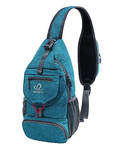 WATERFLY Packable Sling Backpack Lightweight Crossbody Bag Travel Daypack - color: Cyan