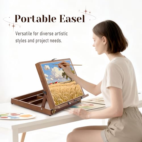 TYYIHUA Tabletop Easel for Painting, Adjustable Wooden Desktop Art Easel