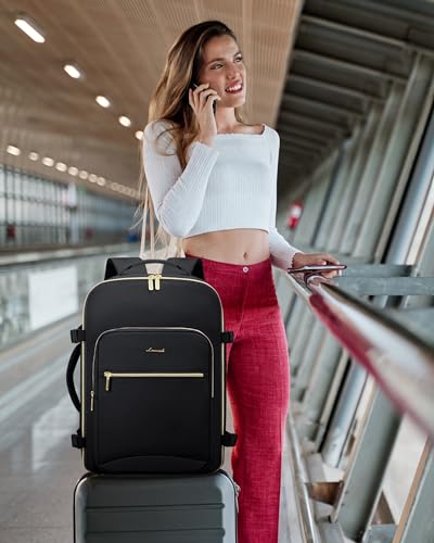 LOVEVOOK 40L Travel Backpack Flight Approved Carry on Backpack,3 Packing Cubes,Waterproof Personal Item Travel Bag,TSA Carry on Luggage Suitcase Travel Essentials,Gifts for Women & Men,fits 17" Laptop - color: Black-black, size: Large-40L-4Pcs(Standard)