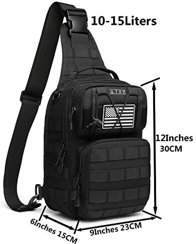 Tactical Sling Backpack Bag Pack for Men Military One Strap Shoulder Backpack Crossbody Bag With Holster 10 Liters - color: Black