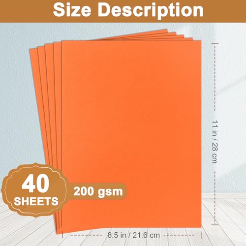 Silunkia 40 Sheets Orange Cardstock 8.5 x 11 Craft Paper 75lb - color: Orange
