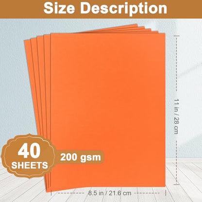 Silunkia 40 Sheets Orange Cardstock 8.5 x 11 Craft Paper 75lb - color: Orange