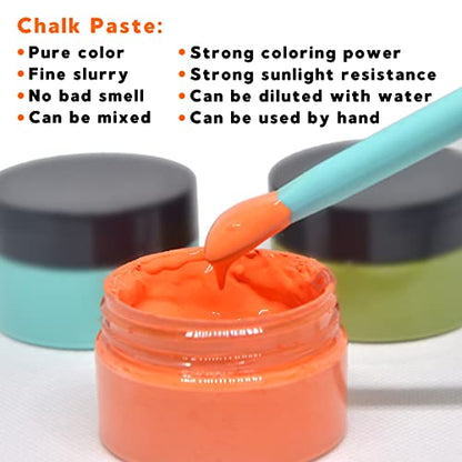 Chalk Stencils Paste Self-Adhesive Screen Ink, Reusable Screen Paste Transfer Tool, 2 Cans of Chalk Ink and 2 Screen Printing Squeegees. - color: 2 colors Jars Chalk Paste With 2 Pcs Tool