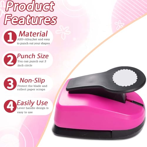 Circle Paper Punches, 1.97 in Scalloped Circle Hole Puncher for Paper Craft - style: Scalloped Circle