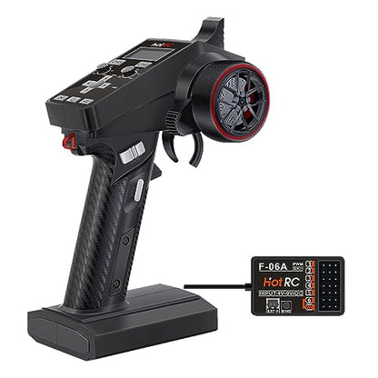 HOTRC CT-6A RC Transmitter and Receiver 6 Channel 2.4ghz Hand Controlled RC Car Boat Tanks Remote Controller (CT-6A)