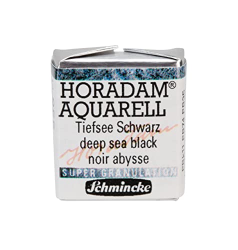 Schmincke - HORADAM® AQUARELL, Super Granulation, 14 955 044 Deep Sea Black, 1/2 Pans, Very Strong granulating Colors, Finest, Super granulating Watercolors - color: 955 deep sea black