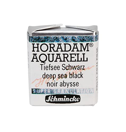 Schmincke - HORADAM® AQUARELL, Super Granulation, 14 955 044 Deep Sea Black, 1/2 Pans, Very Strong granulating Colors, Finest, Super granulating Watercolors - color: 955 deep sea black