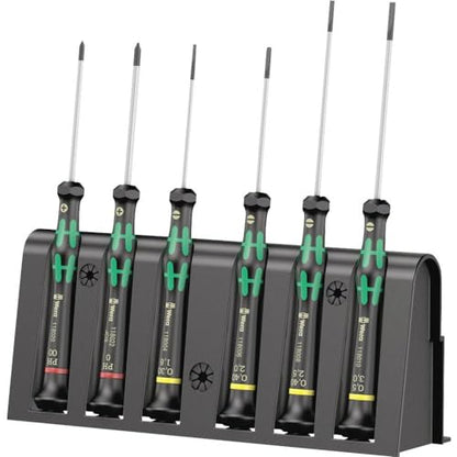 Wera 2035/6 A Kraftform Micro Slotted/Phillips Electronics Screwdriver Set and Rack, 6-Pieces - size: Slotted/Phillips: One Size