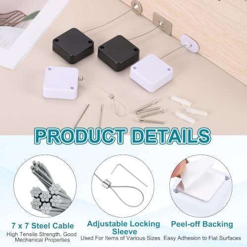 PATIKIL Retractable Remote Control Cable Tether 4.9ft /1.5M, White 4 Set - color: White, size: 4.9ft /1.5m