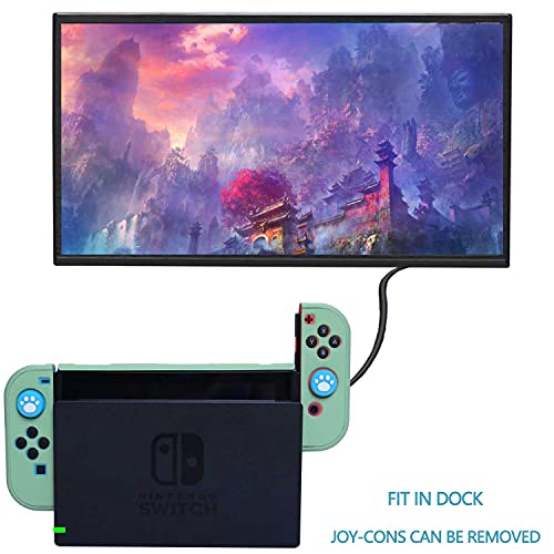 Dockable Case for Nintendo Switch - COMCOOL 3 in 1 Protective Cover Case for Nintendo Switch and Joy-Con Controller with Screen Protector and Thumb grips - Tea Green - color: Tea Green