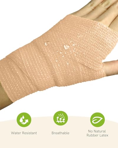 FriCARE Self Adhesive Bandage Wrap, Medical Tape in First Aid Kit, Tan - color: Tan