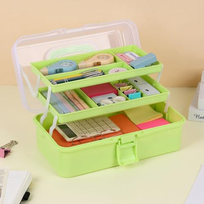 Tackle Box, 3-Layer Craft Sewing Medicine Art Hair Tool Organizer Green - color: Green