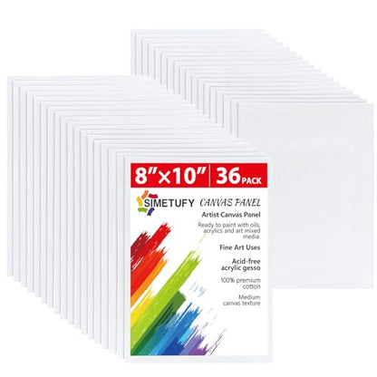 Simetufy 36 Pack 8x10 Inch Canvas Boards for Painting, Blank Canvas Panels - size: 8"x10" - 36 pack