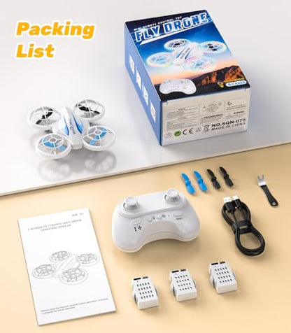 Mini Drone for Kids & Beginners- Kids Drone Mini Flying Toy with 360° Flips, LED Lights, 3 Batteries, 27 Mins Flight Time, One Key Takeoff Indoor Drones Mini RC Drones Gift for Boys and Girls
