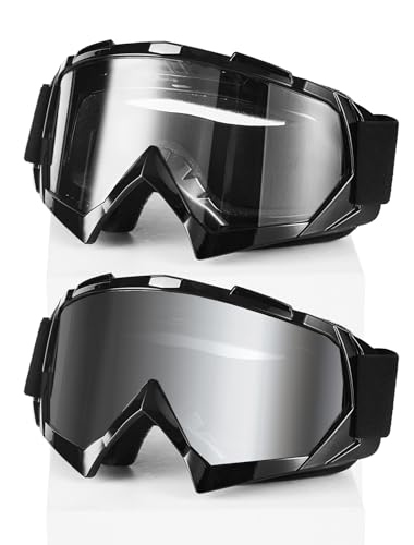 2Pcs Dirt Bike Goggles Motocross Motorcycle ATV MX Riding Goggles - color: Grey+clear