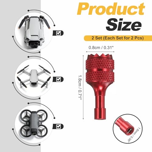 MECCANIXITY 2 Set Aluminum Controller Stick, Replacement Joystick Remote Controller Joystick Stick for Mini4 Pro Air3S Drone Remote Accessories, Burgundy - color: Burgundy