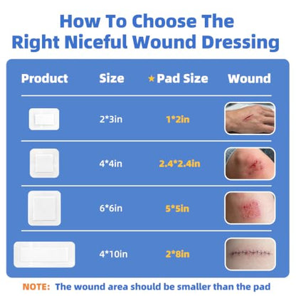 Niceful Island Dressing 6"x6" Bandages, 50Pcs Individually Wrapped - size: 6"x6"(50 Dressing)