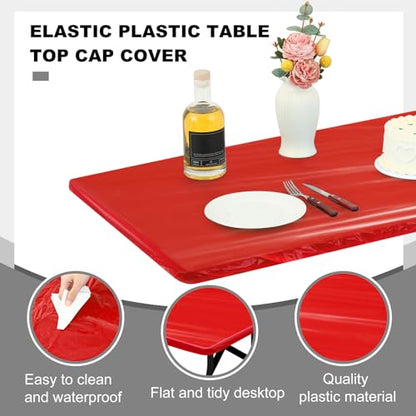 Boao 12 Plastic Elastic Fitted Tablecloths, 8 Ft, 96 x 30 Inch, Red - color: Red, size: 8 Ft, 96 x 30 Inch