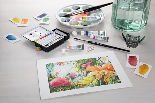 Schmincke - HORADAM® AQUARELL compact box of the RETRO Line with 6 finest watercolors, 74648097, metal box, painting set, 6 x 5 ml tubes and 6 half empty pots