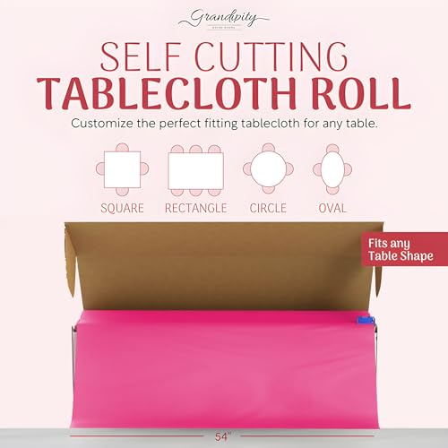 Grandipity Plastic Table Cloth Roll - 54in x 100 Ft. Table Cover Hot Pink - color: Hot Pink, size: 1200" x 54" (Rectangular)