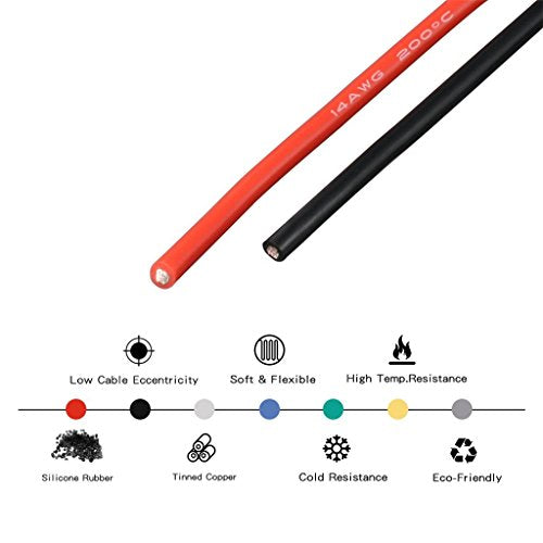 BNTECHGO 14 AWG Silicone Wire Red Black 40ft Stranded Tinned Copper Wire - color: Red and Black, size: silicone wire red 40ft and black 40ft