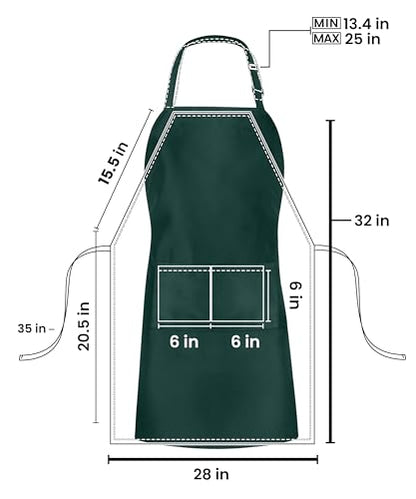 Utopia Kitchen Bib Aprons 10 Pack Adjustable With 2 Pockets - color: Green