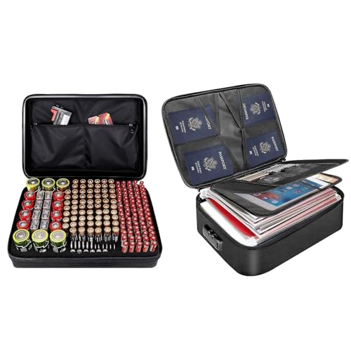 DocSafe ENGPOW Fireproof Battery Organizer Storage Case and File Storage Case,Gifts for Him,Black