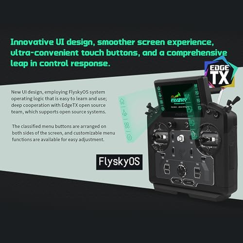 Flysky PL18 Ultra RC Transmitter with FTR8B Receiver Kit, 18 Channel Remote Controller with IPS Touchscreen, Dual Antenna, for Airplane Helicopter Car Boat Robot Glider