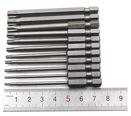 aiyun 11Piece Star Screwdriver Bit Set Shark Vacuum Security (75mm Length) - size: 75mm Length (T6-T40)
