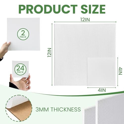24 Pack 4x4 Inch Small Canvas Boards - Blank Primed for Painting - size: 4*4 in 24pack