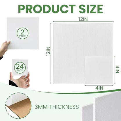 2 Pack 12x12 Inch Canvas Boards - Blank Primed for Painting - size: 12*12 in 2pack