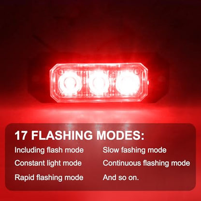 4PCS 3-LED Red Flashing Strobe Lights for Trucks Cars Vehicles - color: Red, size: 3LED-4PCS