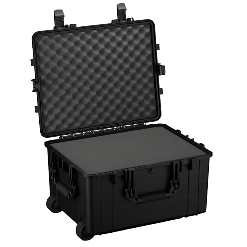 Condition 1 25" Large Rolling Hard Travel Storage Case Model 286 with Wheels and Handle, Waterproof TSA Friendly, Made in USA, 24.58"x19.58"x14.60" Black - color: Black
