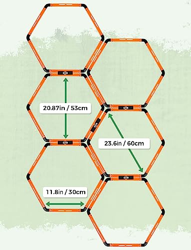 GHB Hex Agility Rings 1 Pack and 24 Pack 7 Inch Football Cones with 3 Carrying Bag