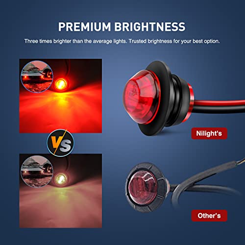 Nilight 30 PCS 3/4" Round Clearance Light LED Front Rear Side Marker Lights - color: 30Pcs Amber Red White