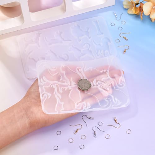 Elecrelive 2Pcs Animal Epoxy Resin Mold Cat Earring Pendant Silicone Molds - color: Clear-Cat
