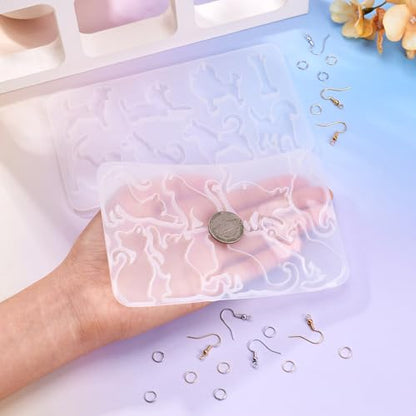 Elecrelive 2Pcs Animal Epoxy Resin Mold Cat Earring Pendant Silicone Molds - color: Clear-Cat