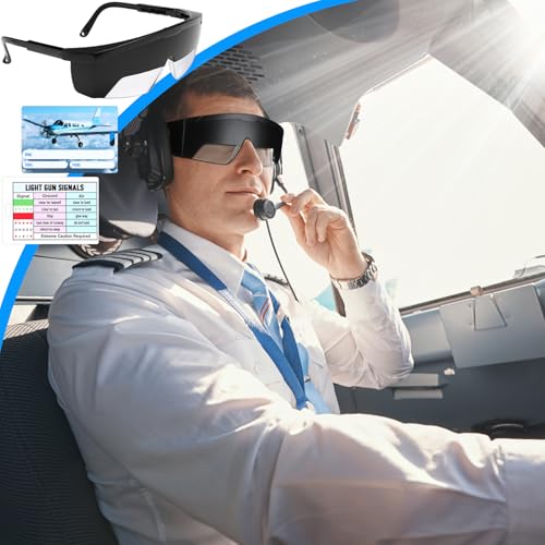 2 Set Aviation Flight Training Glasses, Black - color: Black