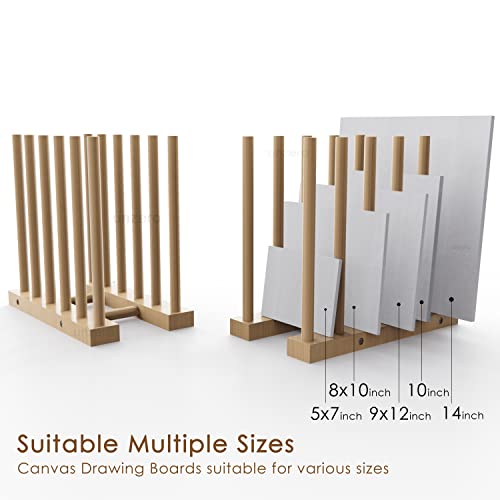 Art Storage Rack, Art Drying Rack, Wood Storage Stand for Canvas Boards, Panel, Frame, Drawing Board, Printed Matter, Paper Pad, Backing Plate (8.3" D x 15" W x 13.7" H)