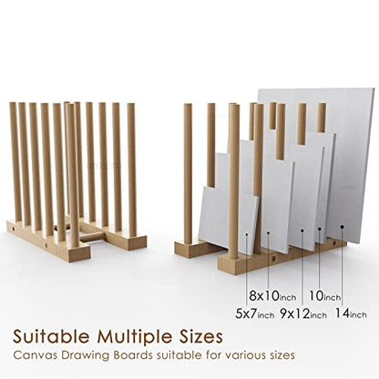 Art Storage Rack, Art Drying Rack, Wood Storage Stand for Canvas Boards, Panel, Frame, Drawing Board, Printed Matter, Paper Pad, Backing Plate (8.3" D x 15" W x 13.7" H)