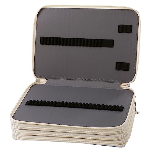 200 Slots Pencil Case 4-Layer Zipped Holder w/Handle - color: White + Flower, size: 200