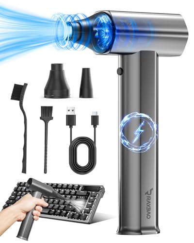 Compressed Air Duster,130000RPM Lightweight Blower for PC Keyboard, Car - color: Dark GRAY