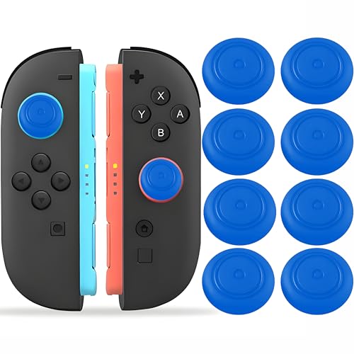 8 Pack Thumb Grips for Nintendo Switch 2 (2025)& Pro Controller–Silicone Joystick Covers & Button Caps–Anti-Slip Ergonomic Stick Accessories for Joycon Blue - color: Blue